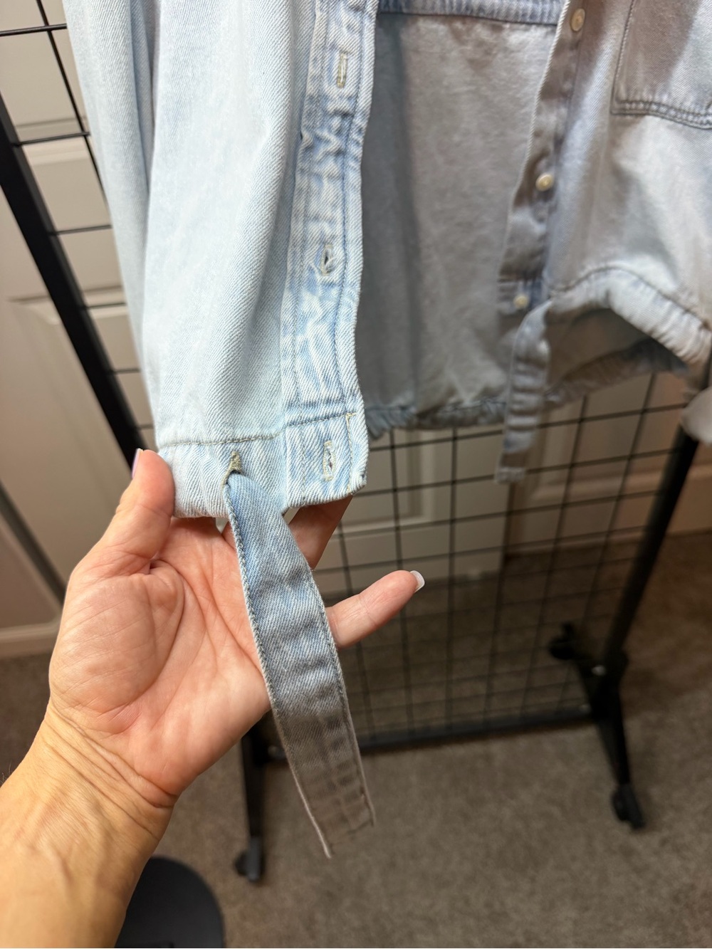 Universal Thread Light Wash Denim Button-Up Drawstring Jacket - Picture 3 of 4